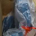 Hillsdale, Marisol Round Metal and Upholstered Vanity Stool with Scoop Back for Makeup Room or Bathroom, Blue