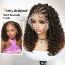 WIGER Braided Wigs for Black Women Curly Bob Lace Front Wig Glueless Knotless Curly Lace Frontal Hair Wig with Baby Hair Ombre Brown 13X4 Transparent HD Lace Synthetic Water Wave Wig