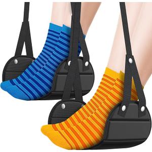 Sarisun Foot Hammock for Airplane Travel Leg Rest Stand Portable Storage Bag Foot Rest Holder for Plane 2PCS Black
