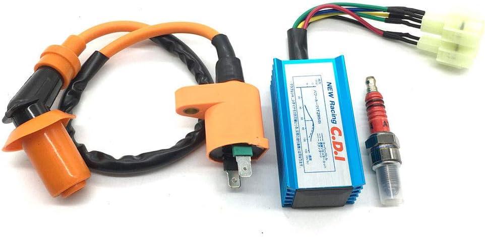 High Performance Motorcycle Racing 6pin CDI Ignition Coil Spark Plug Set Fit for Gy6 150cc 125cc 50cc 4-stroke Engines Scooter ATV Go Kart Moped Quad Pit Dirt Bike Cart