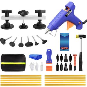 Paintless Dent Repair Kit 39PCS PDR Dent Repair Kit with Bridge Dent Puller | Hot Glue Dent Puller Kit for Door Ding Repair, Hail Damage, Car Dent Removal on Auto Body & Metal Surfaces