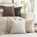 Set of 4 Soft Textured Throw Pillow Covers 18x18 Inch Cozy Decorative Farmhouse Cushion Cover Square Accent Pillow Cases for Bed Couch Sofa Living Room, Neutral