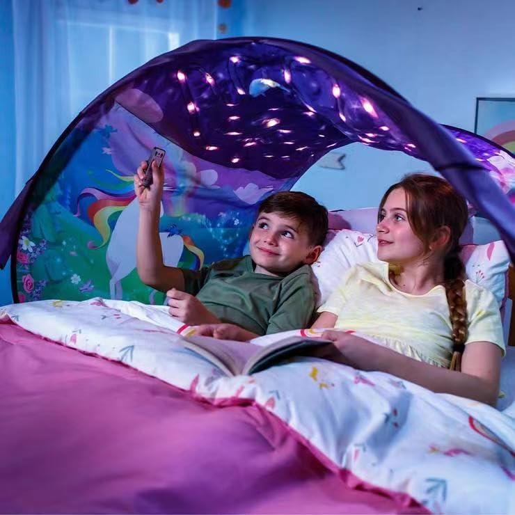 Magic Playhouse Tents Fantasy Fun for Kids,Foldable Play Tents, Pop up Indoor Bed Tents,Magic Playhouse Princess Secret Castle,Birthday for Girls (Horse with Remote Light)