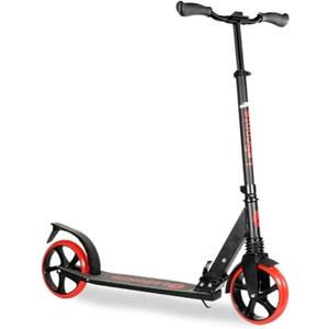 LaScoota Kick Scooter for Kids Ages 6+, Teens & Adults, Large 8" Sturdy Urethane Wheels. Adjustable Handlebar, Lightweight, Foldable, 220lbs Max Load (Red)