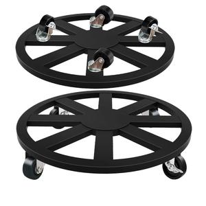 2 Pack Plant Caddy with Wheels, 12'' Heavy Duty Rolling Plant Stand with 360° Wheels Metal Plant Rollers Plant Dolly with Lockable Caster for Outdoor Indoor Plant Flower Pots Hold Up 400 LBS