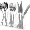 Clear Acrylic Cutlery Storage Organizer, Plastic Cutlery Utensil Holder Storage Organizer Caddy for Kitchen Countertop Organization, Holds Fork, Knife, Spoon, Pen, Silverware Tableware Storage Box (1 Acrylic (8.3x2.8x4.7in))