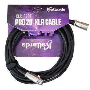 Kellards XLR-P20T Pro 20 ft XLR Microphone Cable, XLR Male to Female Cable 3-Pin Balanced Shielded Cable for Microphones, Mixers, Recording Studios, and Podcasts - Black