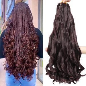 WIPPORYA French Curl Braiding Hair 24 Inch Soft Braiding Hair Pre Stretched Loose Wave Bouncy 100g/pack Yaki Hair for Black Women Hair Extensions for Braids(99J 24 Inch)