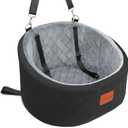 Dog Car Seat for Small Dogs Up to 30 Lbs,Ultra Soft Fabric Fill in Comfy Memory Foam,Happy Pet Ride,2 Safety Dog Leashes,Fully Detachable and Washable,Anti Slip Base(Black/Grey)