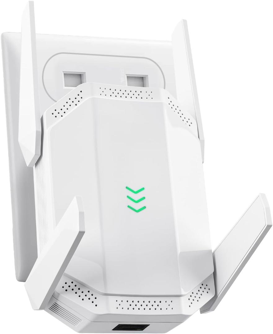 AX3000 WiFi 6 Extender with Ethernet Port, Gigabit Dual-Band Signal Booster, Long Range Coverage Up to 2000 sq.ft, Universal Repeater for Home & Outdoor, Easy Setup, Compatible with All Routers (White)