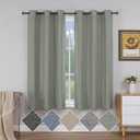 Simplebrand Linen Textured 100% Sage Green Blackout Curtains 63 Inch Length 2 Panels for Bedroom, Thermal Insulated Soundproof Grommet Curtains Blackout, Farmhouse Window Privacy Drapes, 40"W x 63"L