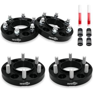 LUJIANI 4 Pack 6x135mm Wheel Spacers for 2015-2025 F150 4WD Expedition Navigator, 1" Thick Forged Hubcentric Tire Spacer, M14x1.5 Thread Studs & 87.1mm Centric Bore, 6 Lug Hub Centric Wheel Adapters (Black)