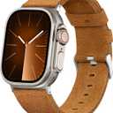 Bandsie Leather Band Compatible with Apple Watch Ultra 3/Ultra 2/Ultra Band 49mm 46mm 45mm 44mm 42mm for Men, Vintage Genuine Suede Leather Wristband Strap for iWatch Series 11 10 9 8 7 6 5 4 SE 3 2 1 (Retro Brown)