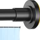 CorkLatta Black Shower Curtain Rod 31 to 80 Inch,1 Inch Diameter Adjustable Spring Tension Stainless Steel Telescoping Rod,Easy Install,No Rust