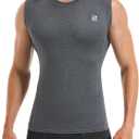 Runhit Sleeveless Compression Shirt Men Tank Top Athletic Muscle Shirts for Men (Gray, XL)