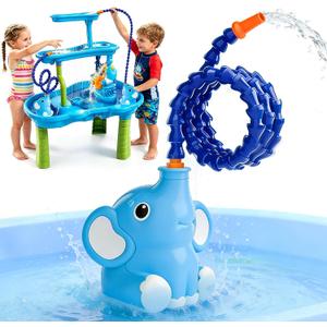 Water Table Pump 2026 Upgraded Elephant Water Pump for Water Table with 360 Flexible Spray Trunk, Drill-Free, Battery Operated, Fits Multi-Tier Tables, Pool Sand Bath Outdoor Toys