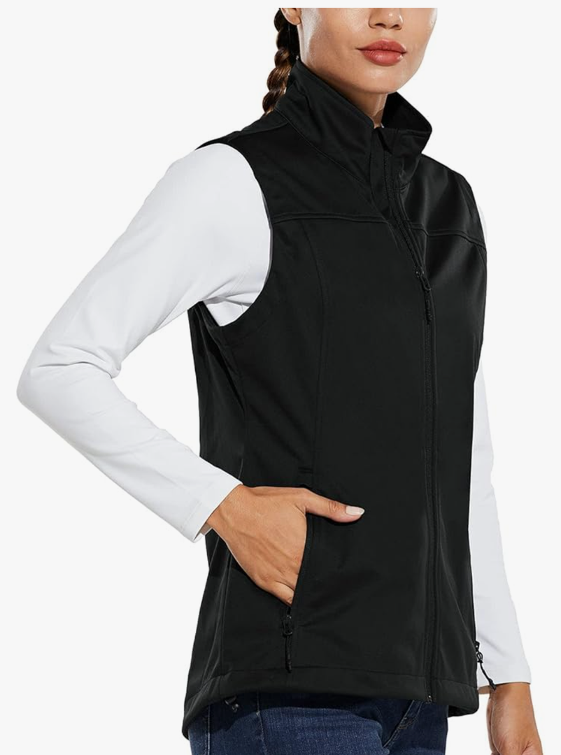 baleaf Women's Lightweight Vest Softshell Sleeveless Jacket Windproof Stand Collar with Zipper Pockets Running Hiking Golf,M