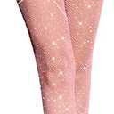 Fishnet Stockings for Women Sparkly Rhinestone Fishnet Tights Glitter Fish Nets (Medium-X-Large, Pink-mini Grid)