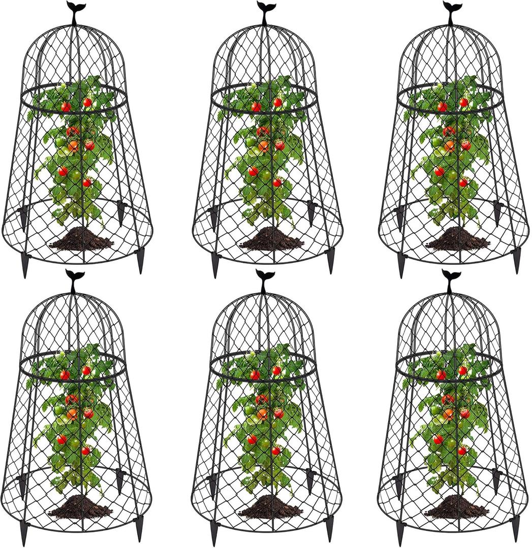 6 Packs Garden Cloches for Plants, Plant Protectors from Animals, Chicken Wire Cloche, Plant Cloche and Cage, Protection for Your Plants and Seedlings, 13" D x 20" H - Black