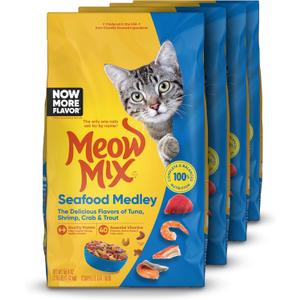 Meow Mix Seafood Medley Dry Cat Food, 3.15 Pound Bag (Pack of 4) (EXP 10/29/27)