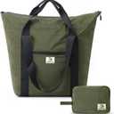 Foldable Travel Bag, 26L Duffle Bag for Travel, Expandable Second Carry-On Bag for Travel & Shopping, Water-Resistant Personal Item Bag, Olive Green