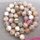 ABCGEMS Madagascan Sakura Agate Beads AKA Cherry Blossom Agate (Gorgeous Soft Floral-Like Inclusions that Resemble Cherry Blossoms in Full Bloom) Smooth Round 8mm