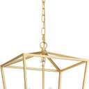 ANJIADENGSHI Vintage Lantern Pendant Light 4 Light Lantern Chandelier Farmhouse Gold Pendant Light for Kitchen Island Entryway Dining Room Hallway Bar Cafe(Bulbs Not Included)