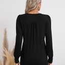 Ficerd Women's Puff Long Sleeve Tunic Tops Pleated Crew Neck Blouses Dressy Casual Shirts 2025 Trendy Clothing (Black, S)