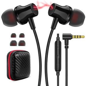 Wired Headphones Earphones for Laptop PC Chromebook Noise Isolating Ear Buds with 3.5mm Plug in Audio Jack Microphone HiFi Stereo Clear Call Volume Control for Kindle Fire Switch MP3 Android School (Black)