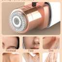 Eyebrow & Facial Hair Removal for Women: 2 in 1 Rechargeable Eyebrow Trimmer & Face Shaver, Painless Electric Facial Eye brow Razors Epilator with Built-in LED Light -Perfect for Face, Lips & Body (Rose Gold)