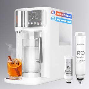Countertop Reverse Osmosis System, Hot & Cold Water RO Filter, 7-Stage Filtration with Mineralization, Installation-Free Water Purifier with Autofill Pitcher, 3:1 Pure-to-Drain, TDS Reduction