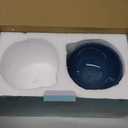 AOMRYOM Raised Cat Food Bowl, Ceramic Elevated Tilted Cat Bowls, Pet Bowl Dish Set for Cats and Small Dogs, Protect Cat's Spine, White & Blue, Dishwasher and Microwave Safe 1 Pack