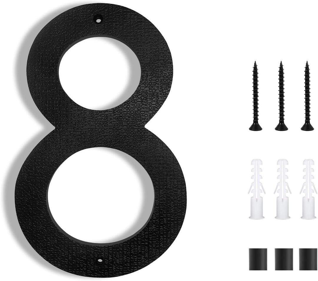 2 x 8 Inch House Numbers for Outside Modern | Large Floating Black House Numbers | Address Numbers/Door Garage Gate |911 Visibility Signage (8)