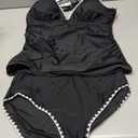 ANRABESS Womens Tankini Set Two Piece Swimsuit Tummy Control V Neck Top Bathing Suit High Waisted Color Block Swimwear 2026 (Medium, Black)