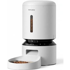 PETLIBRO Automatic Cat Feeder with Camera, 1080P HD Video with Night Vision, 5G WiFi Pet Feeder with 2-Way Audio, Low Food & Blockage Sensor, Motion & Sound Alerts for Cat & Dog Single Tray (White)