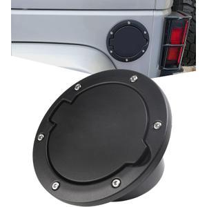 Black Gas Cap Cover Fuel Filler Door Cover Compatible with 2007-2017 Wrangler JK JKU 2/4-DOOR(NOT FOR 2018+ JL MODELS)