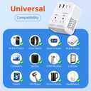 2000W Voltage Converter US to Europe for Hair Dryers, 7-in-1 220V to 110V Converter for European Travel with 3 AC/2 USBA/2 USBC Ports (PD20W), Universal Travel Adapter (White)