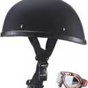 Motorcycle Half Helmet, DOT Approved Adult Men Women Retro Open Face Helmets, Helmet for Adults, Half Shell Helmet (Medium, Matte Black+G)