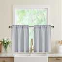 Grey Kitchen Curtains 30 Inch Length 2 Panels, Light Filtering Farmhouse Linen Textured Small Short Curtains Over Sink, Half Curtain Tiers for Cabinet Bathroom Cafe Basement, 30Wx30L Inch