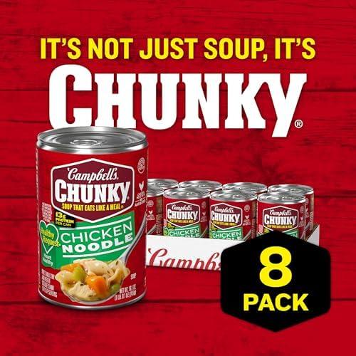 Campbell's Chunky Healthy Request Chicken Noodle Soup, 16.1 oz Can (8 Pack) BB:MAR 24 2027