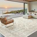 Soalmost 7x10 Area Rug for Living Room Washable Rugs Non-Slip Beige/Brown