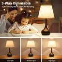 ONEWISH Touch Bedside Lamp for Bedroom, 3-Way Dimmable Farmhouse Table Lamps for Nightstand with Fabric Shade, Desk Lamp for Kids Reading, Home Office