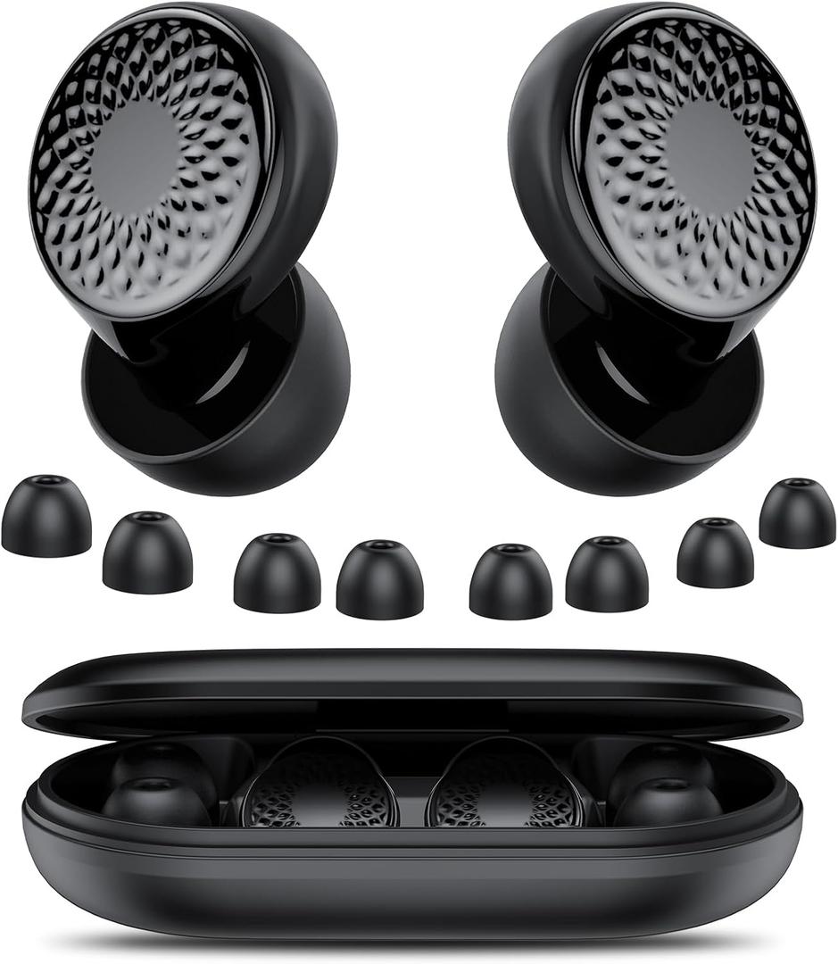 Ear Plugs for Sleeping Noise Cancelling, 50dB Soft Earplugs for Concert, Reusable Ear Plugs for Noise Reduction with Case & 8 Eartips, for Sleeping, Concert, Working, Studying, Traveling (Black)