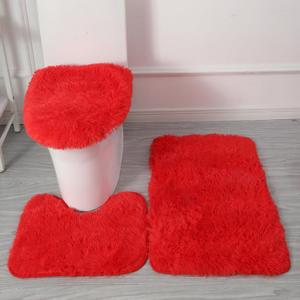 Eanpet Red Bathroom Rugs Sets 3Piece Bath Mat Solid Bath Rug Floor Mats Washable Shower Rug with U-Shaped Contour Rug Toilet Lid Cover
