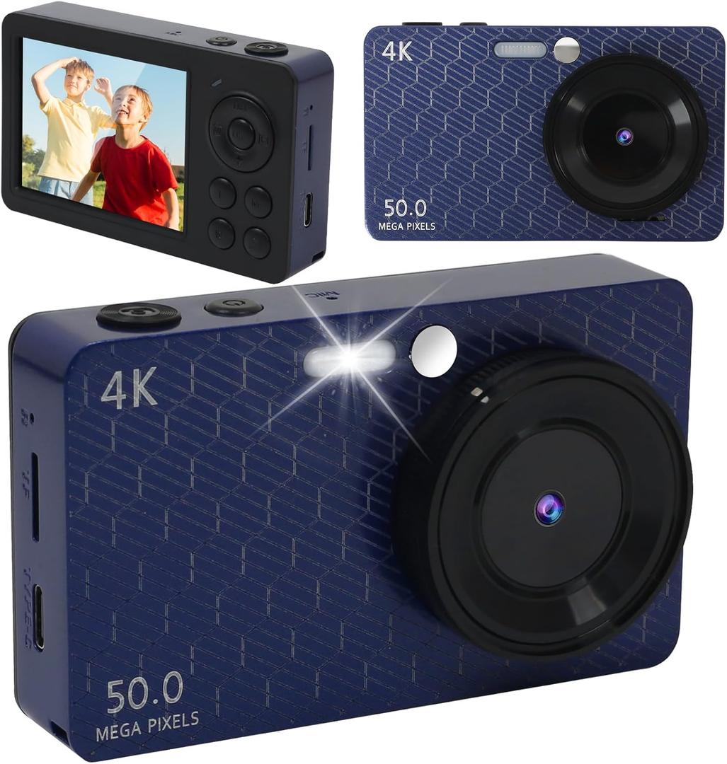 32GB Digital Camera,FHD Kids Camera,48 MP Compact Camera for Kids with 16X Zoom Anti Shake,Auto Focus, Video Recording Function,Mini Camera Suitable for Boys Girls Teenagers Gift (Blue)