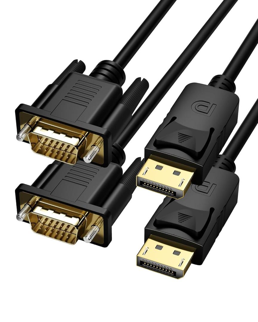DisplayPort to VGA Cable 4FT, 2 Pack Display Port DP to VGA Adapter Cord Converter Male to Male for Computer, Monitor, TV, Projector (Not Bidirectional,Not Compatible with HDMI or USB)
