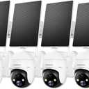 ZUMIMALL 2K Solar Security Cameras, 360 View Outdoor Camera Wireless Solar Powered, 2.4G WiFi Only, Spotlight/Siren/3MP Color Night Vision/2-Way Audio/AI Detection/IP66, Work with Alexa, 4-Pack