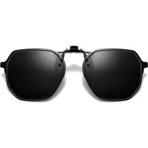 Black Irregular Polygon Clip-On Sunglasses  Polarized, Blue Light Blocking & UV400, Anti-Glare for Driving/Outdoor/Digital Use