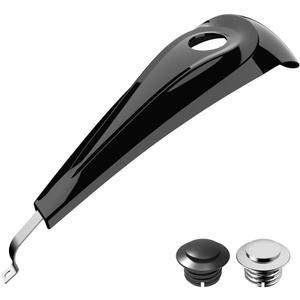 Low-Profile Tank Dash Console & Fuel Gas Tank Cap Fit for 2008-2023 Harley Touring Street Glide Road Glide,Ultra, Limited & Tri Glide Models (Black Gas Gap, Vivid Black)