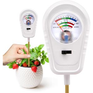 Soil Test Kit 3-in-1, Soil Moisture Meter, Soil PH Meter, Fertility Soil Tester, Soil Tester for Garden, Lawn, Farm, Outdoor & Indoor Use (Pearl White)